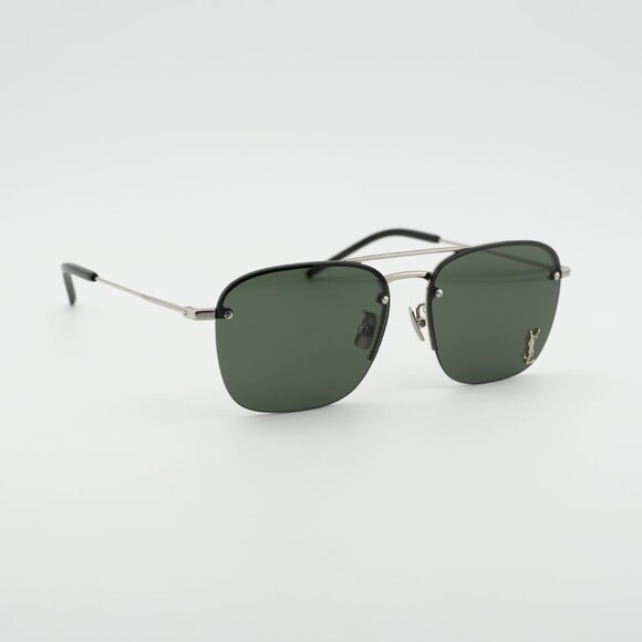Saint Laurent SL309M 002 Sunglasses Silver Aviator Frame, Grey Lenses main image 9